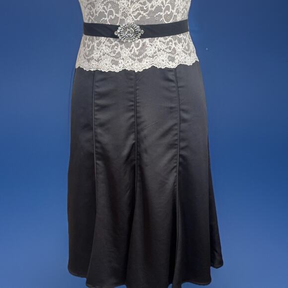 Y2k BCBG Max Azaria Black Cocktail Dress | Lace | Rhinestone Belt | Dark Romance - Picture 13 of 16